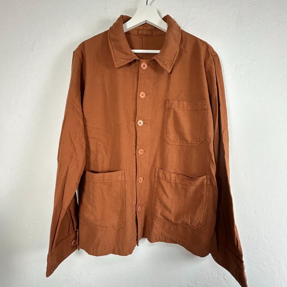 CP Shades Womens Cotton Button-Front Casual Jacket Large Brown Three-Pocket NWOT